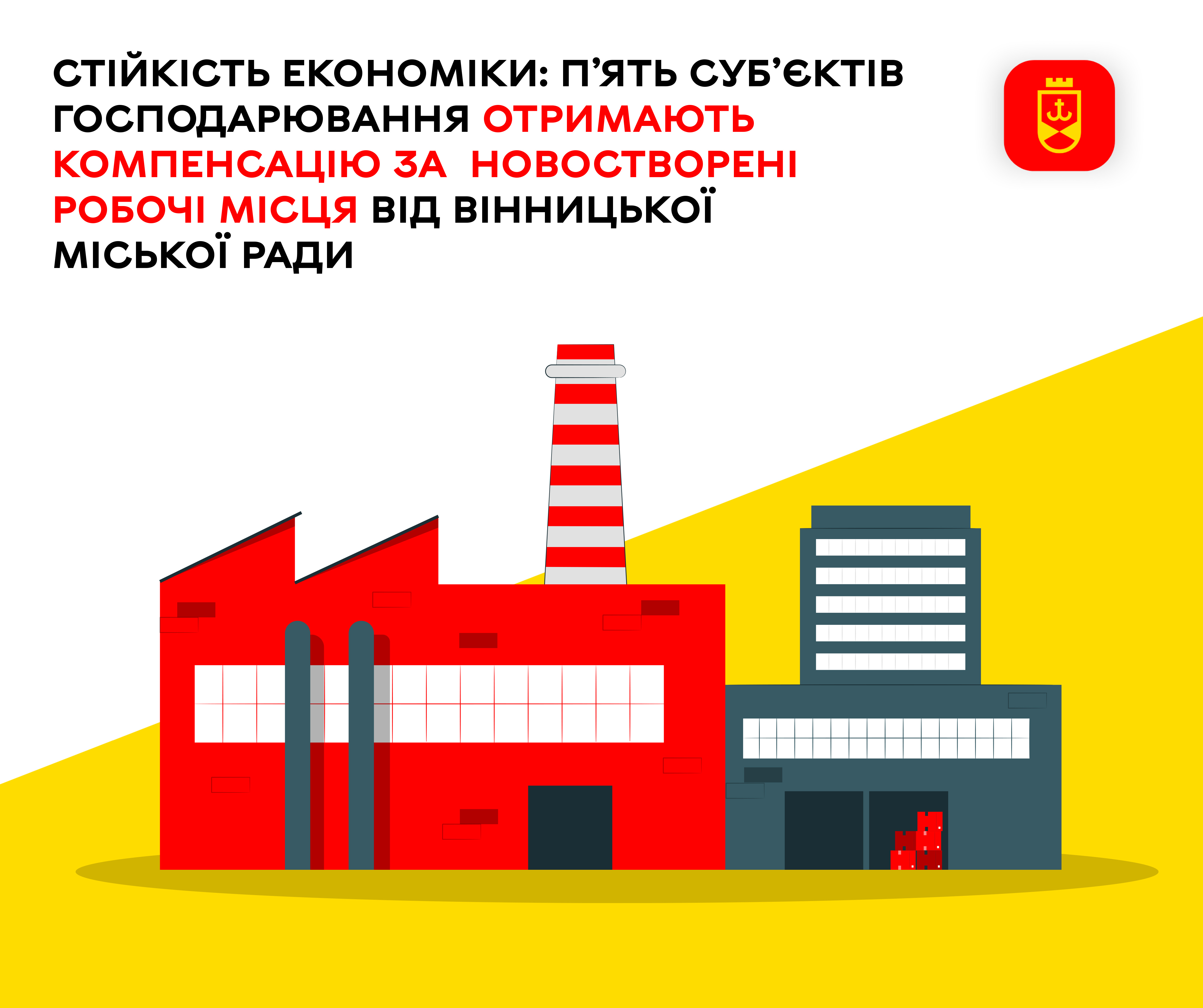 Стійкість економіки: п’ять суб’єктів господарювання отримають компенсацію за  новостворені робочі місця від Вінницької міської ради